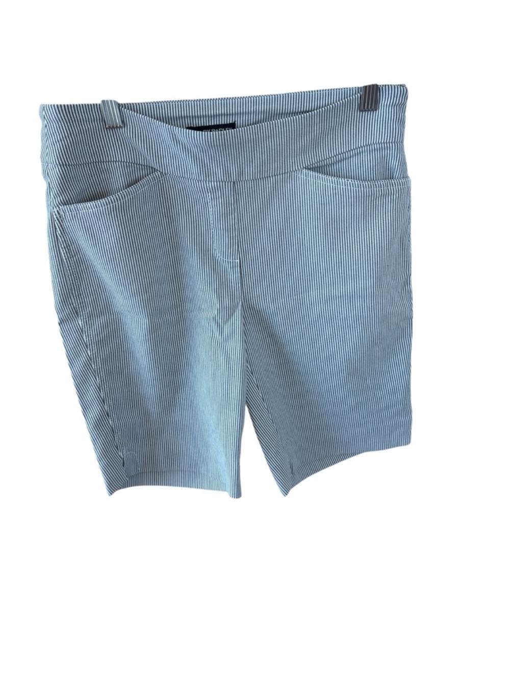 Hilary Radley Gray and White Pinstripe Bermuda Shorts